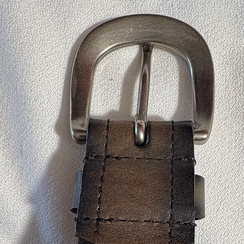 Elegant Vintage Black Leather Belt with Silver Buckle - Size M